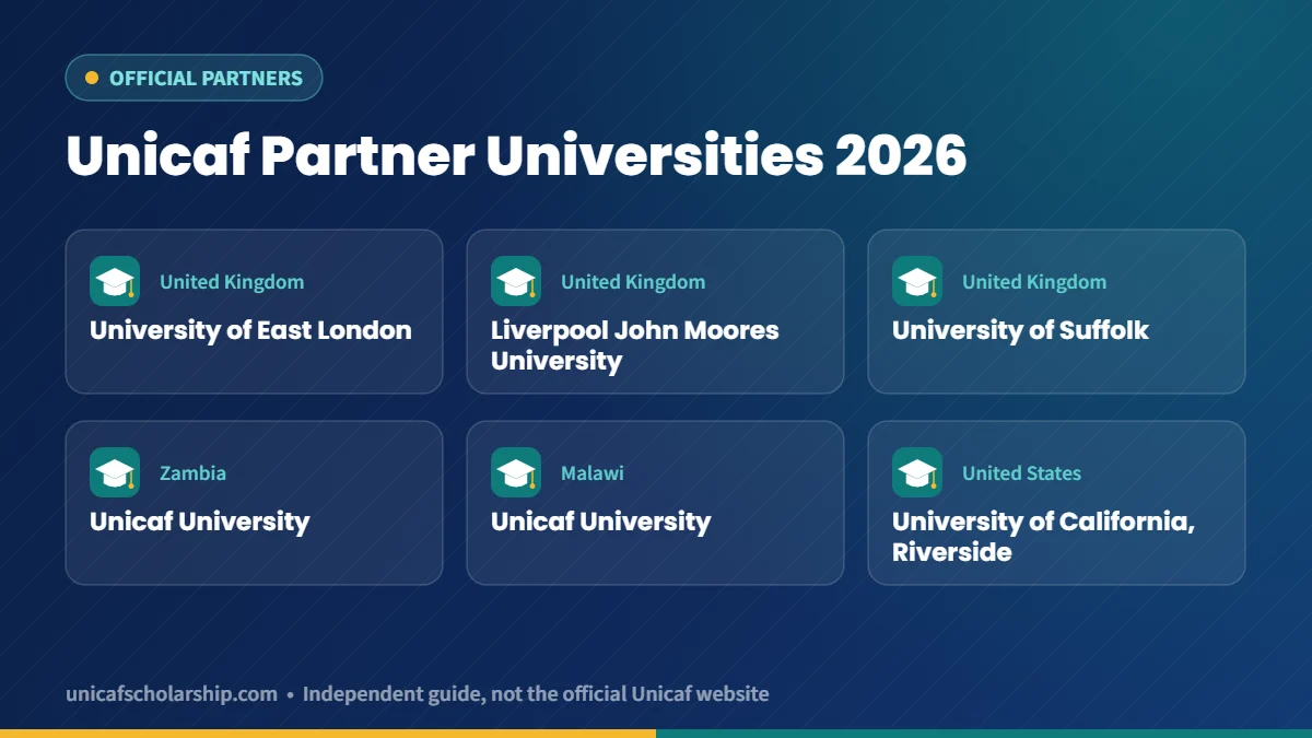 Unicaf partner universities 2026 list
