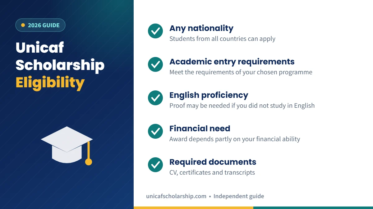 Unicaf Scholarship 2026 eligibility criteria checklist